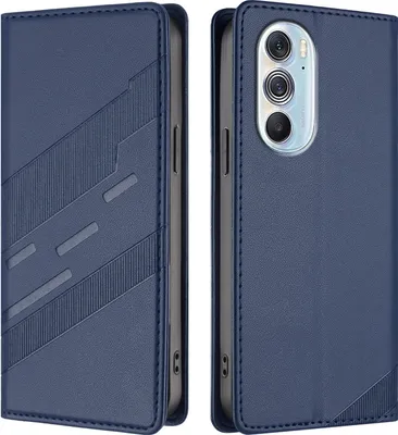Obrázek produktu pro Pouzdro pro Motorola Edge 30 Pro/Moto Edge +2022,Polyuretankožené peněženkové pouzdro s přihrádkou na karty a funkcí stojánku Blau