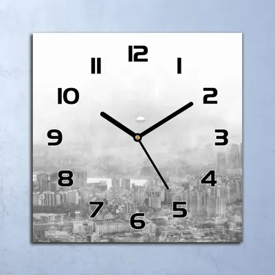 Produktbild von Wanduhr Echt-Glas-Küchenuhr Stadtillustration Quarz Lautlos 30x30 Deko Bilder