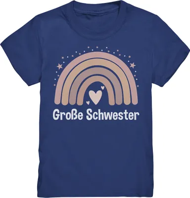 Produktbild von Große Schwester T-Shirt Regenbogen Große Schwester Geschenk – Indigo / 110/116 (5-6)