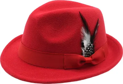 Produktbild von Fedora-Hut für Herren, mit Feder- und Schleifendekor, Vintage-Filzhut mit kurzer Krempe, einfarbig, Panamahut für Damen im Stil der 1920er Jahre, Schlapphut für den ganzen Tag