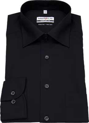 Produktbild von Marvelis Comfort Fit Hemd Langarm Uni Popeline Schwarz 7973/64/68, Größe: 49