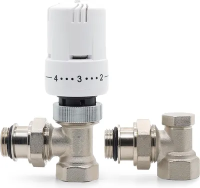 Produktbild von Thermostatkopf, Thermostat-Komplett-Set, Eckform, Heizkörperventil, Heizung, Heizungsventil, weiß, M30x1,5mm, Flüssigfühler, mit Schloss und Frostschutzstellung