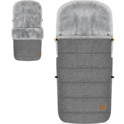 Produktbild von Fillikid Winterfußsack Lammfellfußsack für Kinderwagen Buggy Jogger Kinder Fußsack (Hellgrau/Grau)