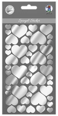 Produktbild von URSUS Spiegelsticker Herzen silber