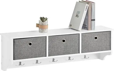 Produktbild von Famanu Wandgarderobe mit 3 Körben und 5 Haken - Weiß