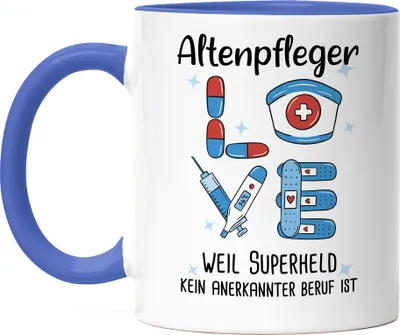 Produktbild von Ich Bin Altenpfleger Weil Superheld Kein Anerkannter Job Ist Tasse Blau Geschenk Danke Sagen