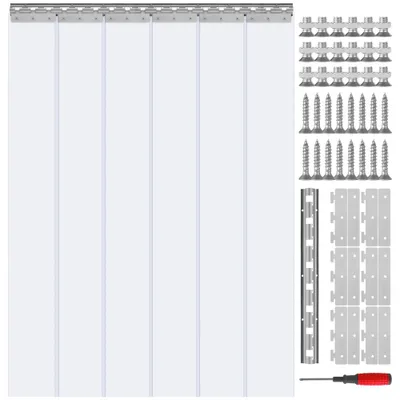 Produktbild von Transparenter PVC Lamellenvorhang 97x213,4 cm - 6 Stück - Streifenvorhang für Raumtrennung - Dekorativ und praktisch
