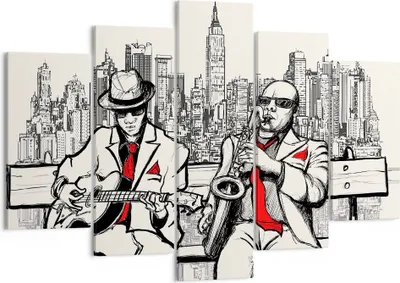Produktbild von Bild auf Leinwand - Leinwandbild - Jazz Musik Musiker - 150x100cm - Wand Bild - Wanddeko - Leinwanddruck - Bilder - Kunstdruck - Wanddekoration - Leinwand bilder - Wandkunst - EA150x100-3599