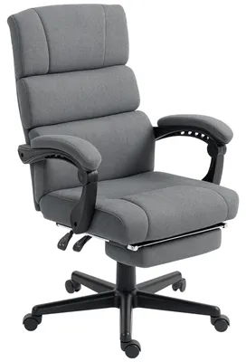 Zdjęcie produktu dla Krzesło biurowe HOMCOM, ergonomiczne, z podnóżkiem o wyglądzie aksamitu, ciemnoszare
