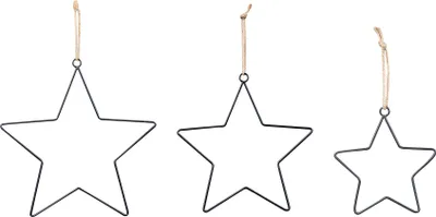 Produktbild von 3er Set Deko Stern 15cm 25cm 30cm Metall Schwarz Weihnachten Metallstern Hängedeko