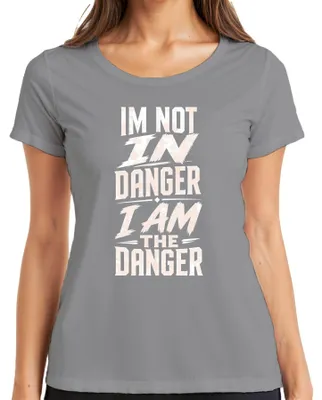 Immagine prodotto di Non sono in pericolo, io sono il pericolo. T-shirt da donna, colore grigio, taglia XXL, con scritta sarcastica