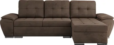 Produktbild von MKS MEBLE Sofa mit Schlaffunktion - Ecksofa mit Schlaffunktion und Bettkasten - Sofa 3 Sitzer - Schlafsofa - Couch - Schlafsofa mit Bettkasten - Umbria L - Braun Velvet
