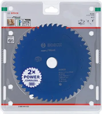 Zdjęcie produktu dla Bosch 2 608 644 521, Twarde drewno, Miękkie drewno, 21,6 cm, 3 cm, 1,4 mm, 7000 RPM, 2 mm