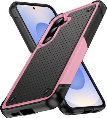 Image de Etui pour Samsung Galaxy S25+, étui antichoc hybride PC dur et TPU souple Rose Noir