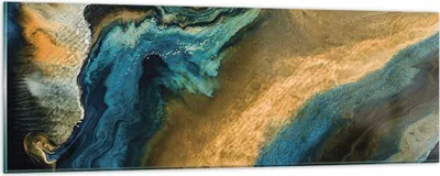 Produktbild von Bilder auf glas - Einteilig - Abstraktion verschüttet Gold - 90x30cm - Glasbilder - Wandbilder - Bilder - Wanddekoration aus Glas - Glas Bilder - Wandbild auf Glas - GAB90x30-4431