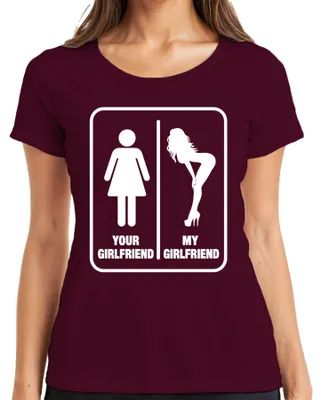 Produktbild von Your Girlfriend My Girlfriend Lustig y Statement Sarkasmus Damen T-Shirt, Burgundy, M