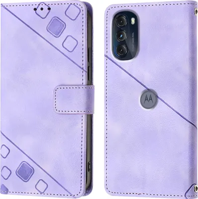 Produktbild von Hülle für Motorola Moto G 5G 2022 Prägung Flip Leder Brieftasche Schutzhülle mit Ständer Lila