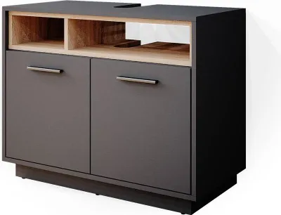 A product shot of a bathroom vanity cabinet.