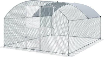 Image de Poulailler 4 x 3 x 2 m avec auvent, en acier, pour poules, canards et oies