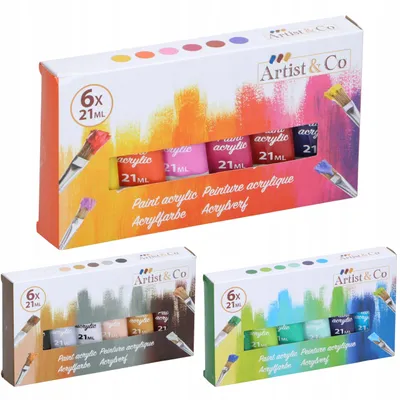 Zdjęcie produktu dla Artico Acrylic Paint Set 18x21ml - Duży zestaw farb dla artystów - Wysoko napigmentowane farby akrylowe do malowania na płótnie, drewnie i papierze