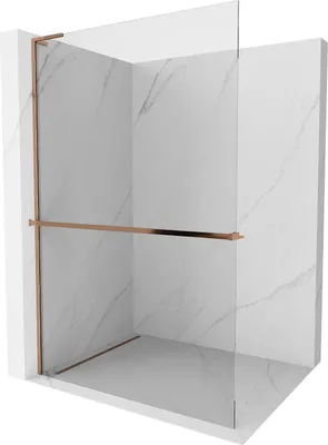 Zdjęcie produktu dla Mexen Kioto+ L ścianka prysznicowa z półką Walk-in 100 x 200 cm, transparent, różowe złoto - 800-100-123-60-00