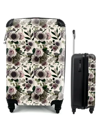 Produktbild von MuchoWow® Koffer Handgepäck Trolley Rollkoffer Kleine Reisekoffer mit 4 Rollen - Blumen - Muster - Anemone - Cabin Size < 55x40x23 cm & 55x40x20 cm - Fotokoffer - Kabinenkoffer - Boardgepäck - Reise-Box - Reisekoffer - Reisegepäck - Koffer mit Bild - Trolley für Kinder