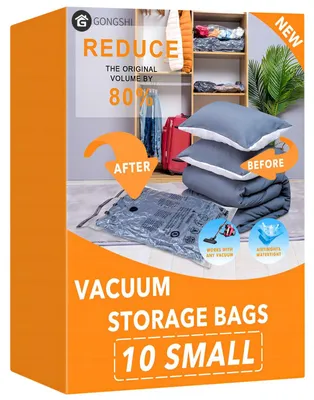 Produktbild von Vakuum-Aufbewahrungsbeutel Kompressionsbeutel - 10 Stück - Wiederverwendbar - Für Decken und Kleidung - Platzsparend