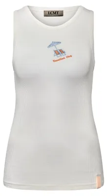 Produktbild von Damen T-Shirt Weiß Größe 36 aus Baumwollmix mit Elasthan, ärmellos, Rundhalsausschnitt
