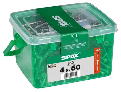 Immagine prodotto di Vite universale SPAX, 4,5 x 50 mm, 350 pezzi, parzialmente filettata, testa svasata, T-STAR plus T20, 4CUT, WIROX - 4191010450509