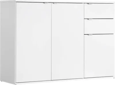 Image de BDW, Commode avec tiroirs, pour salon, Léo blanc, 111x35x80cm