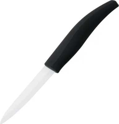 Produktbild von Fackelmann NIROSTA Garniermesser CERAMIC, Gemüsemesser mit Keramikklinge, Allzweckmesser mit Soft-Touch-Griff (Farbe: Schwarz/Weiß)