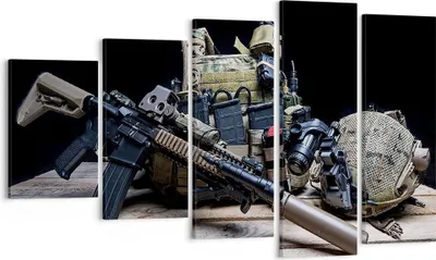 Produktbild von Bild auf Leinwand - Leinwandbild - Militaria Gewehr - 100x60cm - Wand Bild - Wanddeko - Wandbilder - Leinwanddruck - Bilder - Kunstdruck - Wanddekoration - Leinwand bilder - Wandkunst - EG100x60-3889