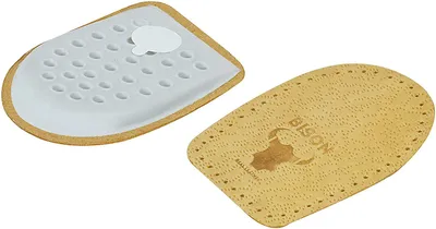 Produktbild von Bison - Fersensporn Einlagen - Schuheinlagen Erhöhung - Fersenpolster Schuhe - Leder-Fersenkissen - Orthopädischer Keil - Verschiedene Längen