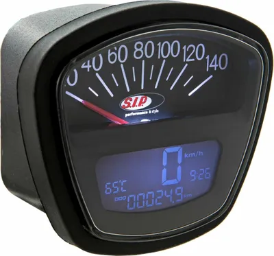 Zdjęcie produktu dla SIP Czarny prędkościomierz/tachometr LCD 20 funkcji maks. 140 km/h