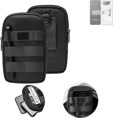 Produktbild von K-S-Trade Holster Gürtel Tasche kompatibel mit Asus ROG Phone 7 Ultimate Handy Tasche Schutz Hülle dunkel-grau viele Fächer, 1x