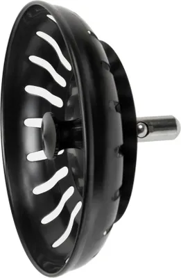 Produktbild von Abflusssieb, 1 Stück, Ø 79 mm, schwarz, der Exzenterstift ragt 30 mm tief in den Abfluss hinein, Ø 7,8 mm Stift, geeignet als Ersatzteil für Blindspülen, Küchenabflusssieb, Spüle
