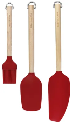 Produktbild von KitchenAid KQR751OHE Teigschaber Löffel Backpinsel 3-teiliges Backset rot
