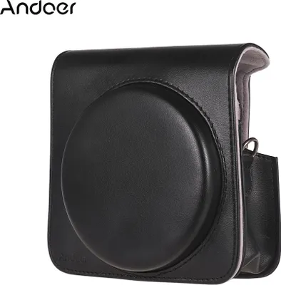 Zdjęcie produktu dla Etui ochronne Andoer zpoliuretan skóry z regulowanym paskiem do aparatu natychmiastowego Fujifilm Instax Square SQ6, kolor czarny