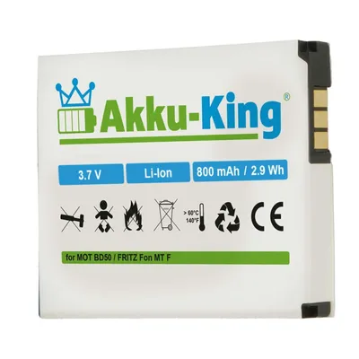 Produktbild von Akku-King 20107879, Akku, Weiß, Lithium-Ion (Li-Ion), 750 mAh, 3,7 V, 2,78 Wh