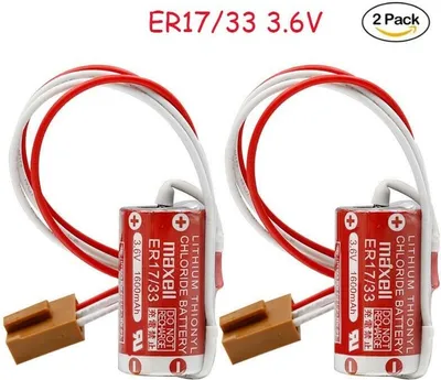 Obrázek produktu pro balení 2 lithiových baterií MAXELL ER17 / 33 (2 / 3A 3,6 V) PLC s konektorem pro Omron 3G2A9-BAT08