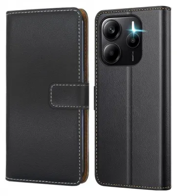 Produktbild von Handy Tasche für Xiaomi Redmi Note 14 Schutzhülle Bookstyle Etui Klapphülle Wallet Flip Cover Case Schwarz