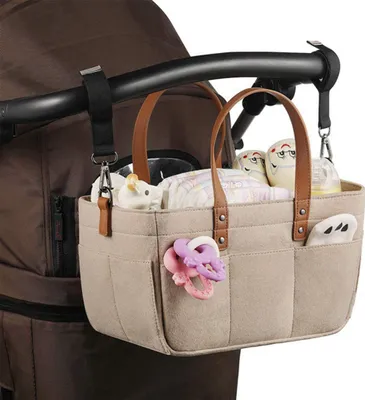 Produktbild von Wickeltasche, Kinderwagen Organizer, Tragbarer baby Windel Caddy Windelkorb, Baby Aufbewahrungstasche Khaki