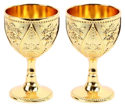 Immagine prodotto di 2 PC di vetro di vino squisito 3d rilievo rosa fiore modello decorativo Vintage Wine Glass oro