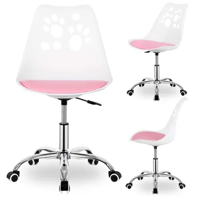 Produktbild von Springos® Bürostuhl Drehstuhl Weiß/Rosa Ergonomisch Höhenverstellbar Kinderstuhl