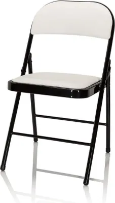 Produktbild von Famanu Klappstuhl Kunstleder Weiß - Inklappbar, bis 130 kg belastbar
