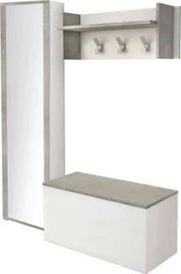 Produktbild von Dmora Garderobenschrank Mirtilla 90x45x45h cm Weiß inkl. Spiegel