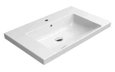 Produktbild von Sapho GSI Norm – Waschbecken, 800 x 500 mm, mit Überlauf, mit Armaturloch, ExtraGlaze, weiß, Artikelnummer: 8634111