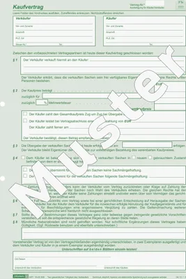 Produktbild von Kaufvertrag allgemein A4 2 Blatt selbstdurchschreibend Packung mit 10 Stück