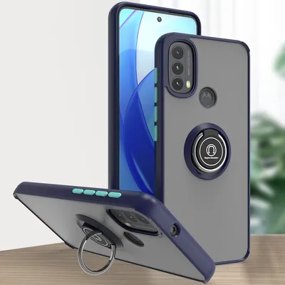 Produktbild von Moto E20 / E40 Hülle, Ring Halter Ständer Matte Transluzent TPU Rahmen Stoßfest Schutzhülle für Motorola Moto E20 / E40 Blau