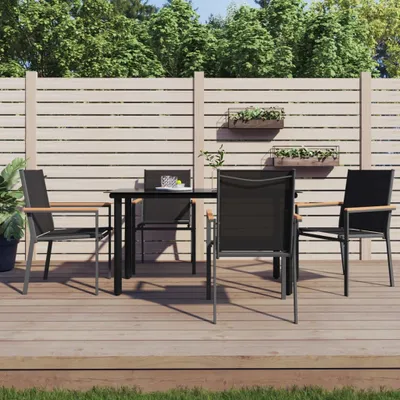 Zdjęcie produktu dla The Living Store krzesła ogrodowe 4 szt. czarne 55x61,5x90 cm tekstylen i stal